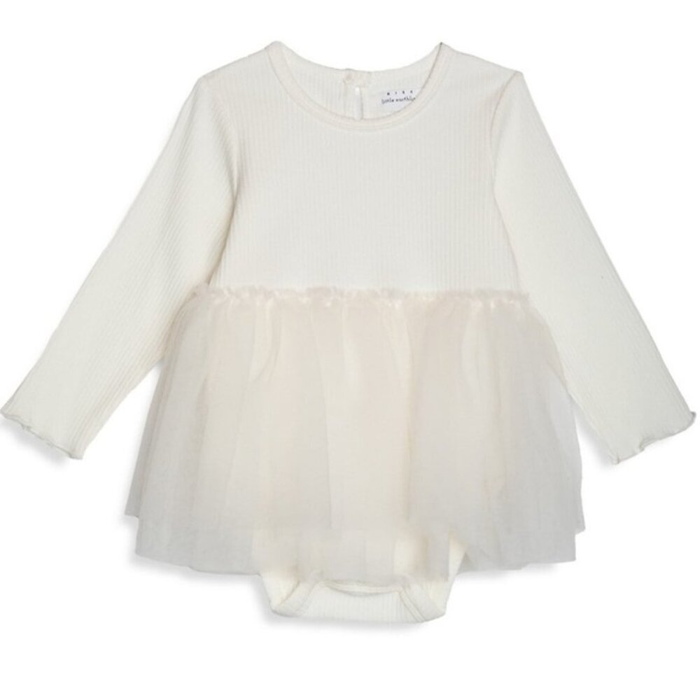 Rise Little Earthling Baby Girl's Party Long-Sleeve Ribbed Top Tulle Tutu Dress